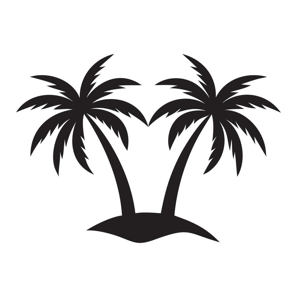 Two Palm Trees Silhouette Tropical Island, Two Palm Trees Silhouette Tropical Island, icon, silhouette, palm trees vector