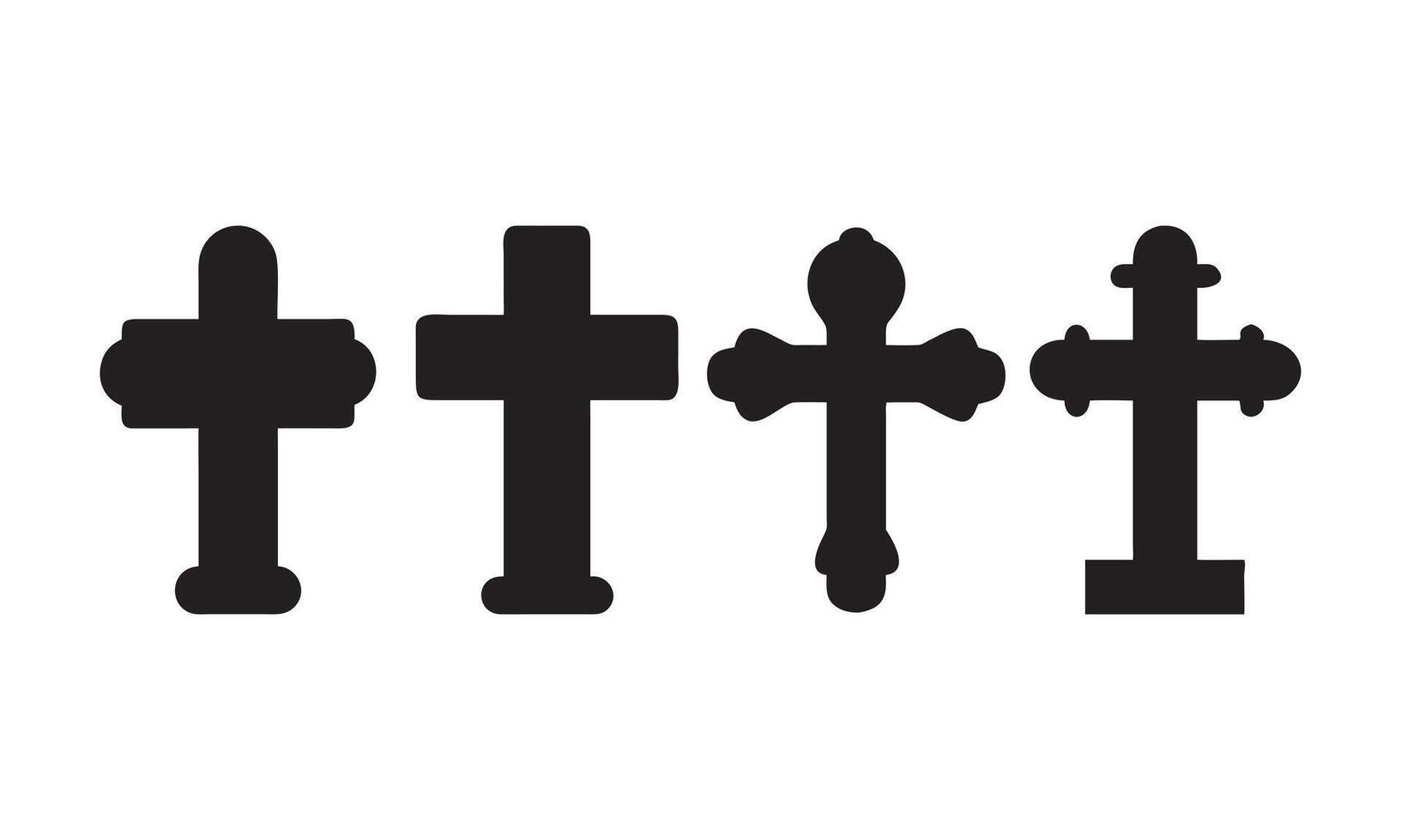 Christian Cross Silhouettes Different Styles vector