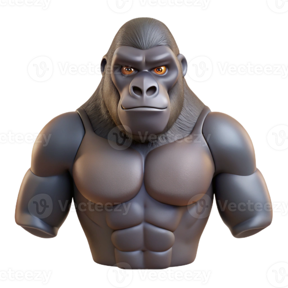 gorgeous victorian Gorilla, silverback, chest beating, with Transparent Background refined png