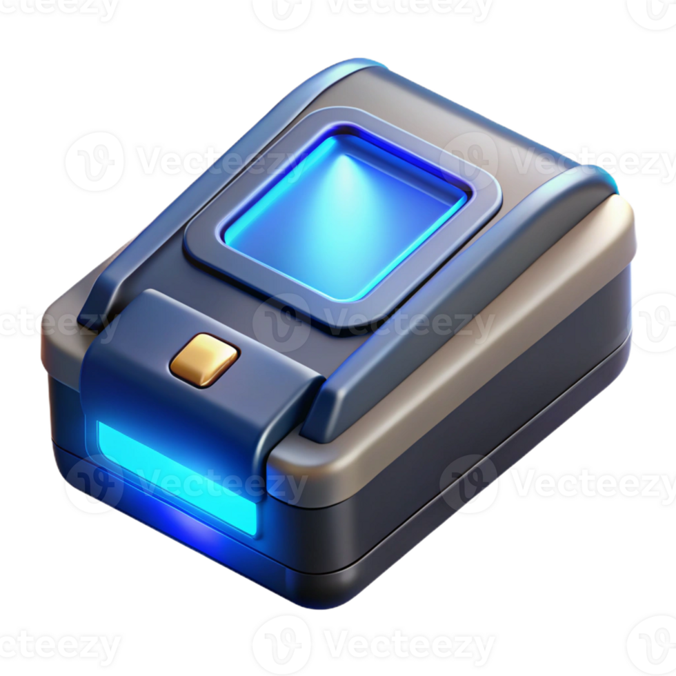 exceptional surreal Professional render, isolated cutout, photorealistic biometric scanner with glowing blue light accents, ultra-detailed with Transparent Background fine detail png