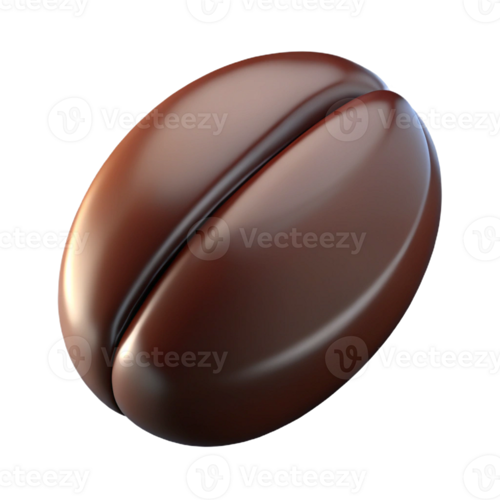 signature retro A single coffee bean, dark and glossy with Transparent Background ultra HD png