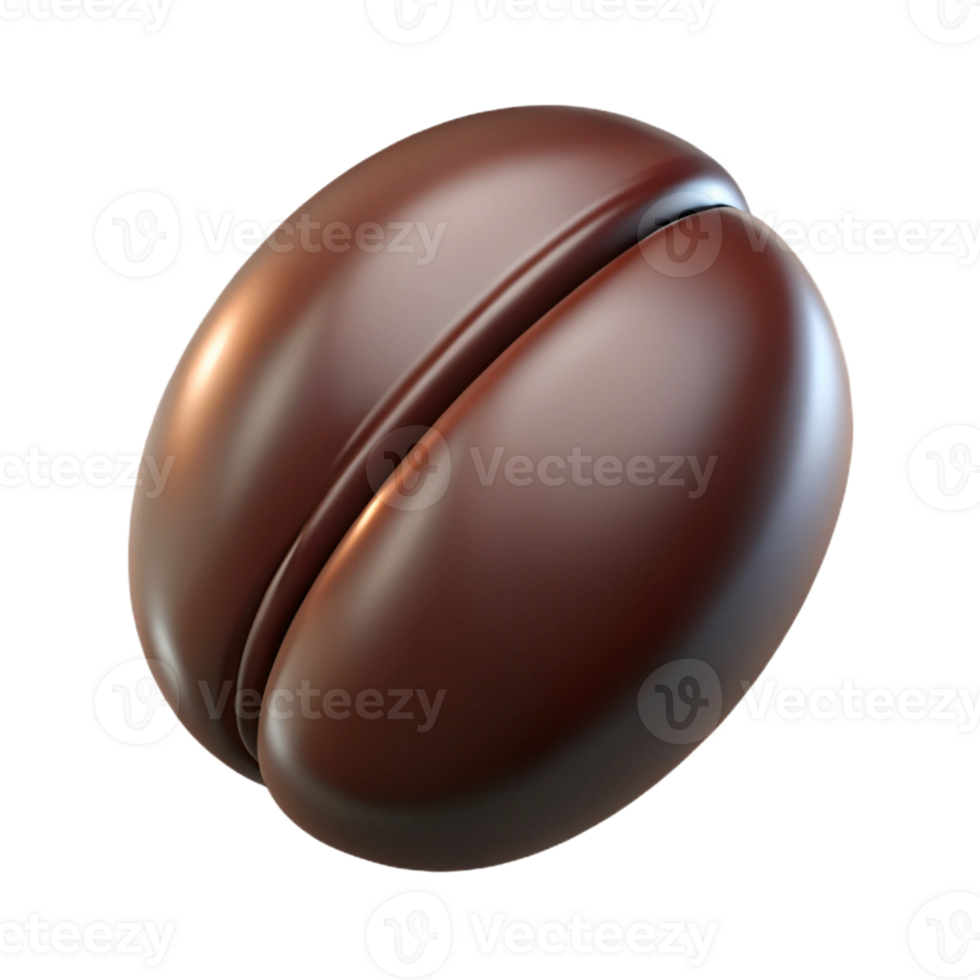 notable mid-century A single coffee bean, dark and glossy with Transparent Background handcrafted png