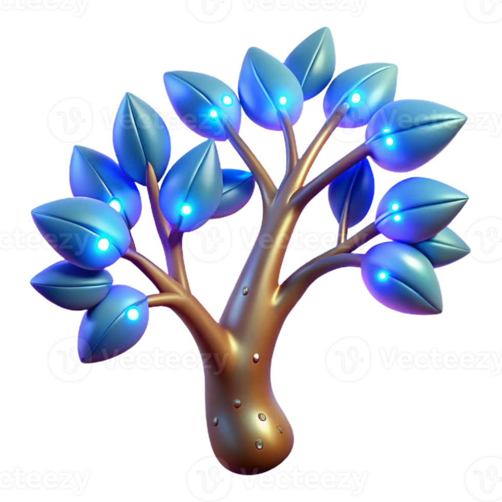 spectacular organic Professional render, photorealistic, isolated cutout of a single, ultra-detailed, hyper-specific cosmic tree branch with glowing leaves with Transparent Background flawless png