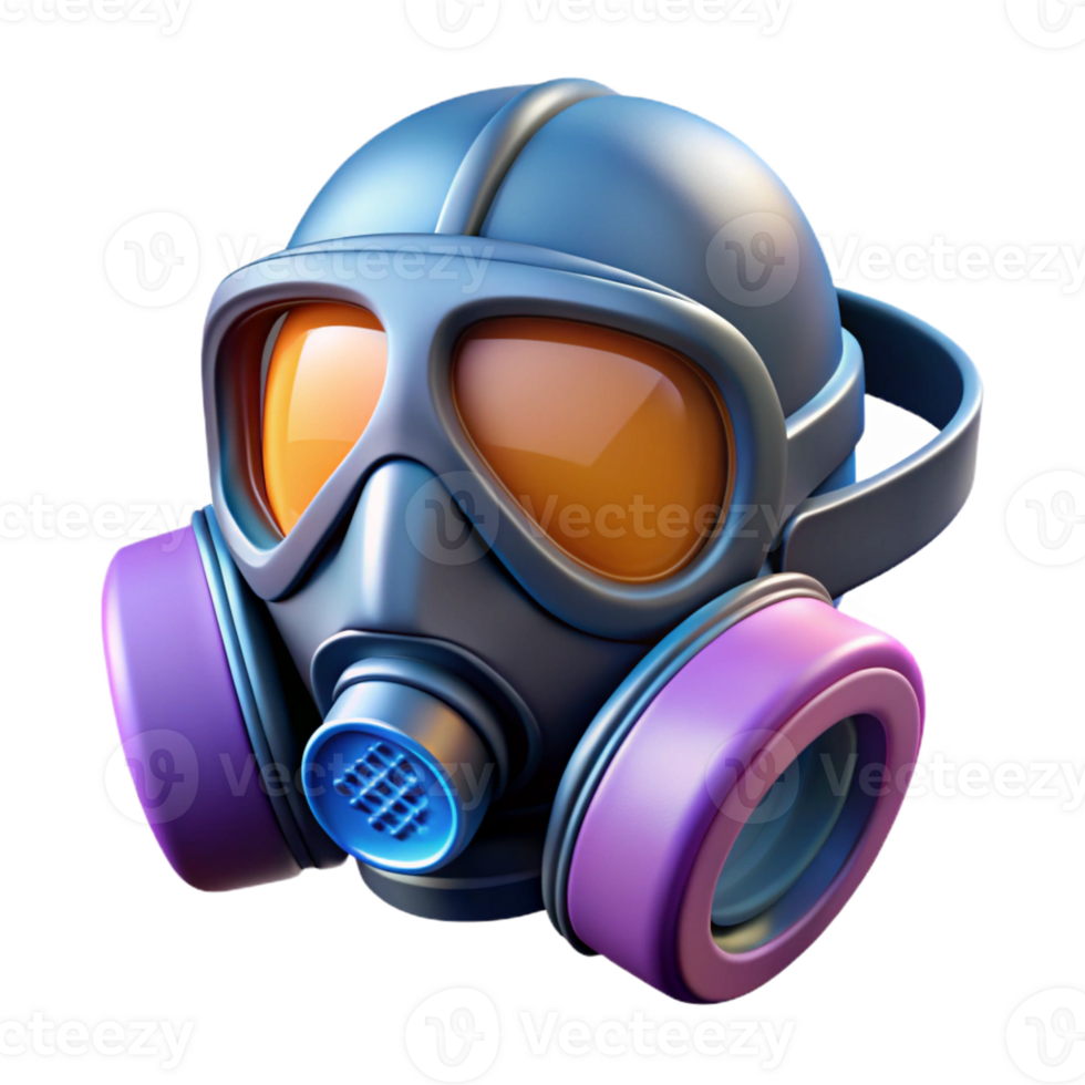 hypnotic mysterious retro Concept art style, isolated cutout of a futuristic respirator mask with integrated filters and sensors, ultra-detailed with Transparent Background high resolution png