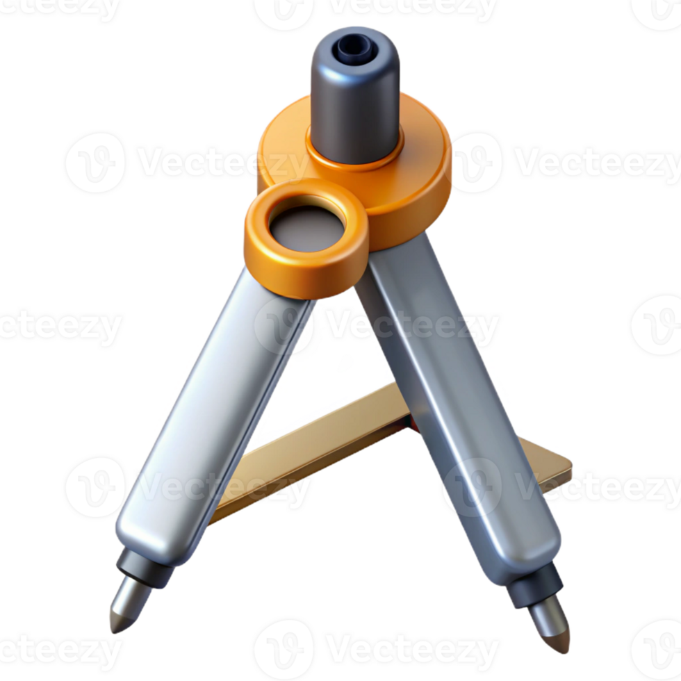 majestic intense avant-garde Drafting compass, metal precision tool with Transparent Background perfect clarity png