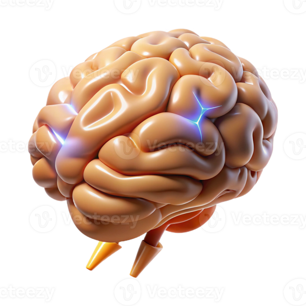 fascinating whimsical modern A realistic human brain, pulsing with energy with Transparent Background high resolution png