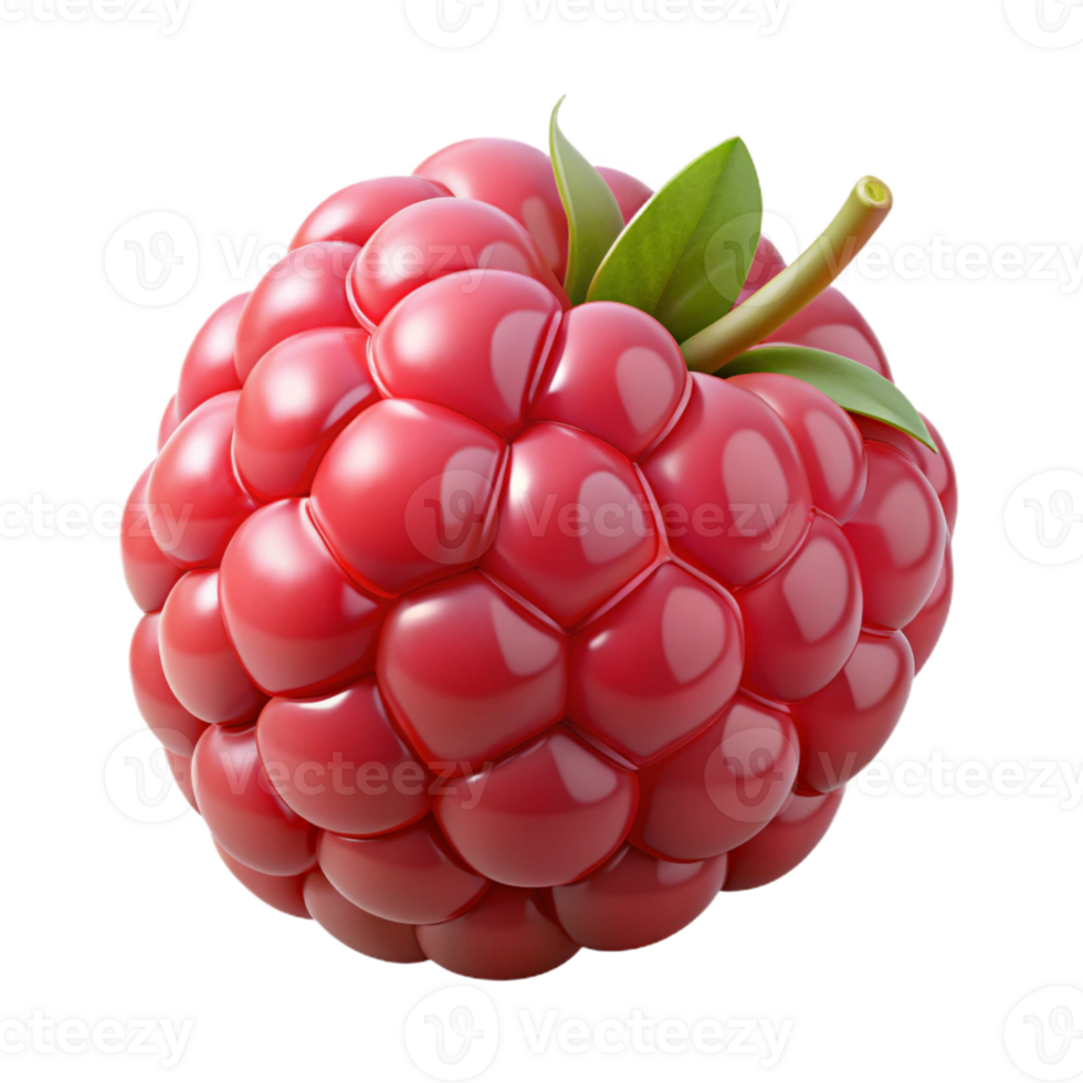 picturesque creative Photorealistic, hyper-specific, isolated cutout of a single, ripe raspberry with Transparent Background perfect clarity png