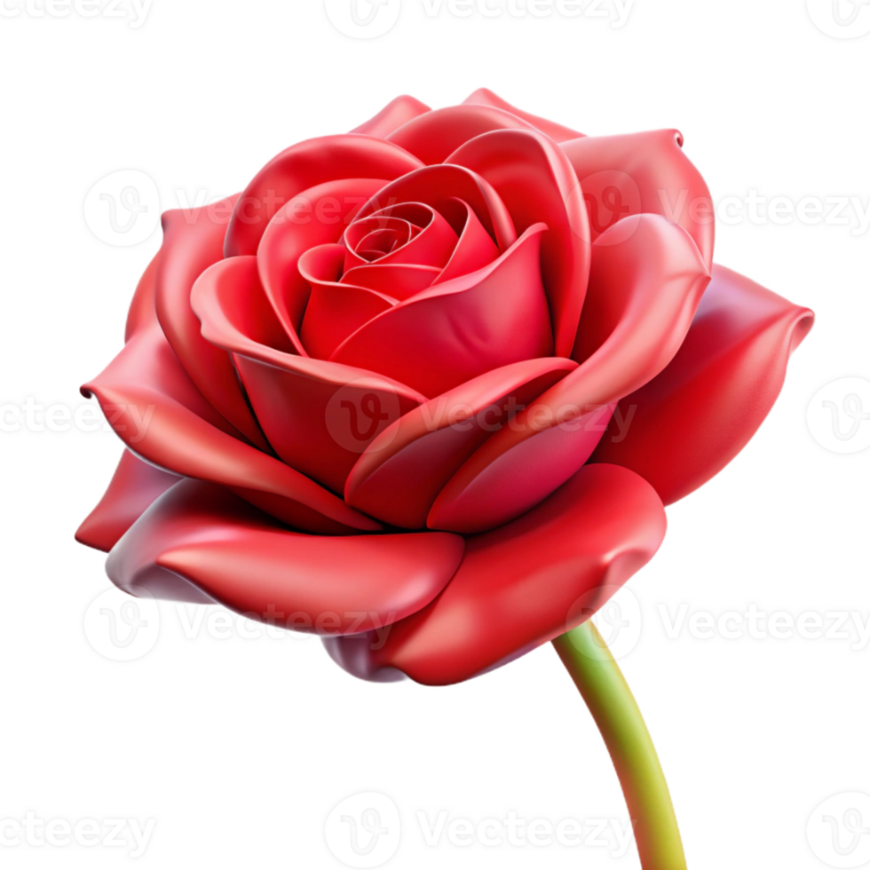 distinctive futuristic Hyper-specific concept art style, isolated cutout of a single, ultra-detailed wilting rose, red petals with Transparent Background studio quality png