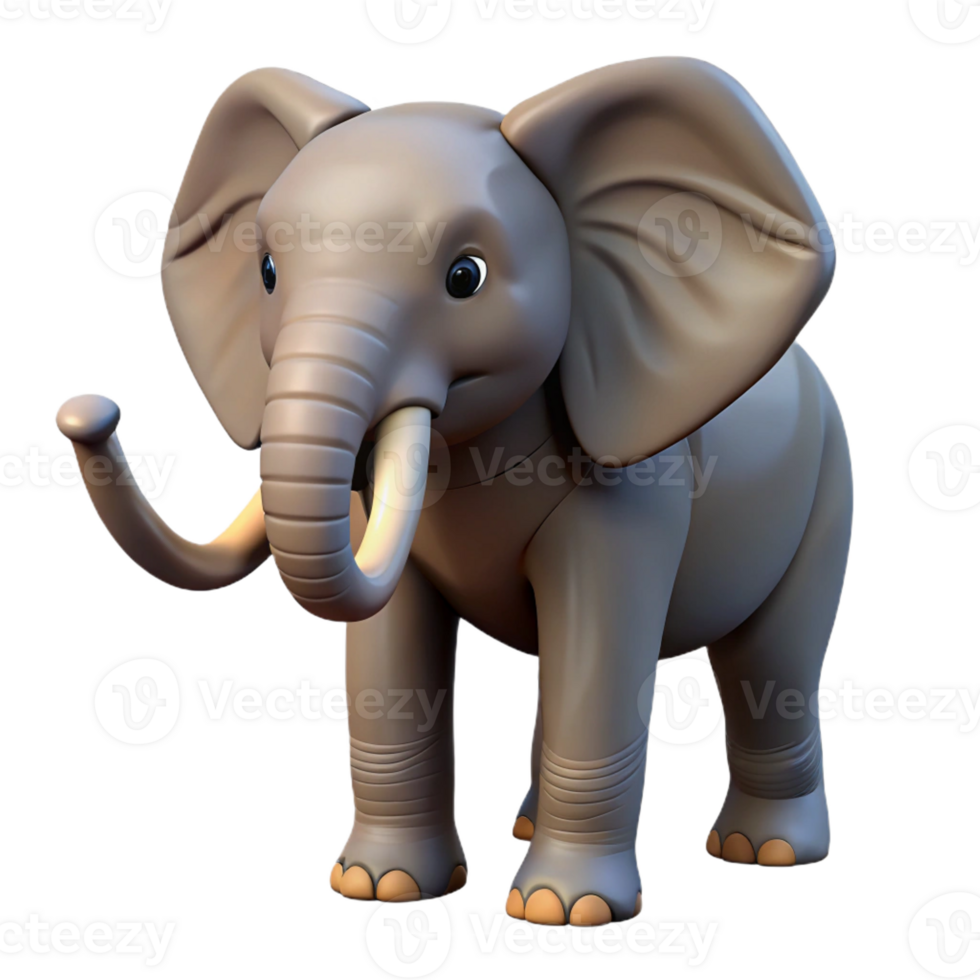 hypnotic whimsical abstract African elephant, trunk raised, with Transparent Background sharp png