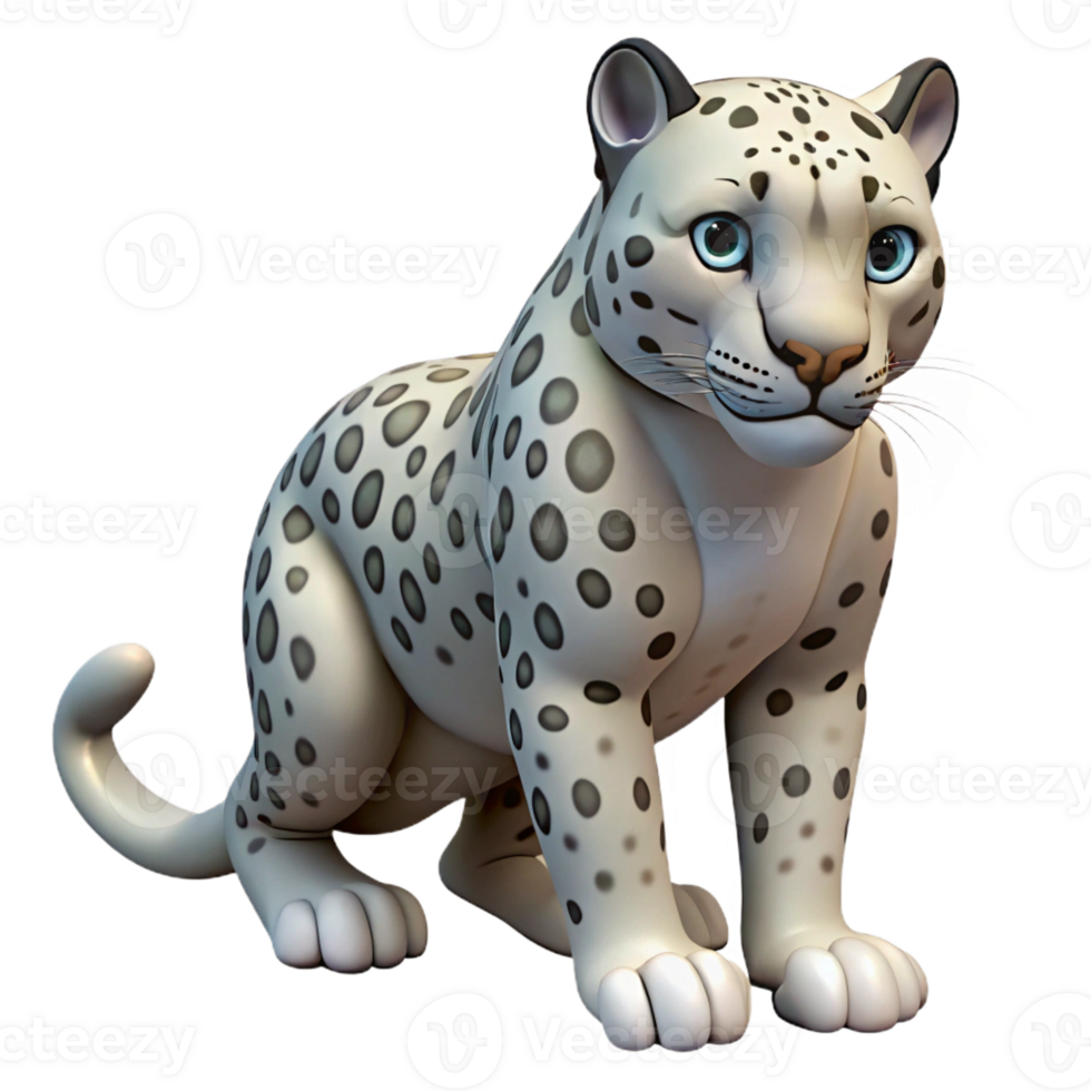wonderful geometric Snow leopard, crouching, with Transparent Background flawless png