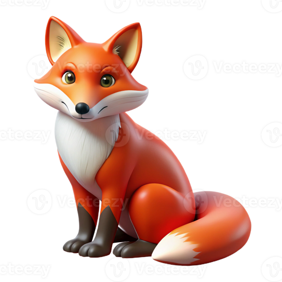 notable geometric Red fox, sitting, alert, with Transparent Background professional png
