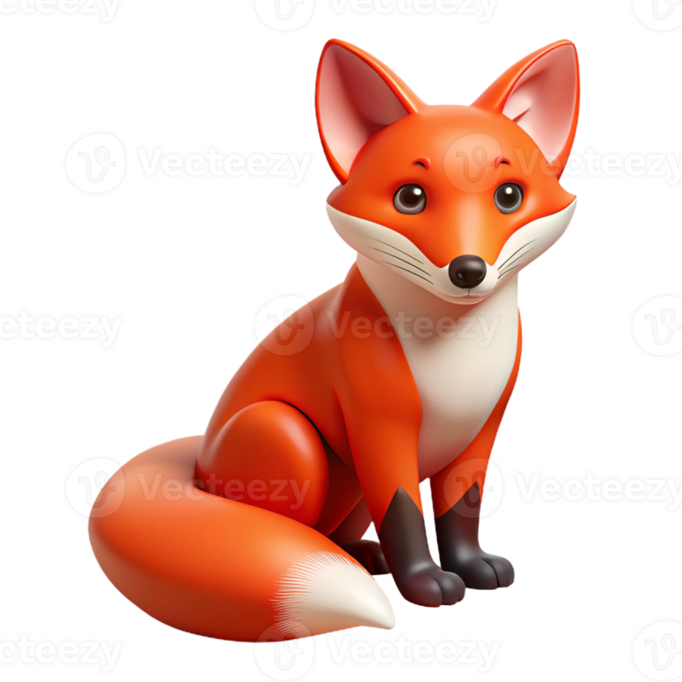 reflective mesmerizing Red fox, sitting, alert, with Transparent Background exclusive png