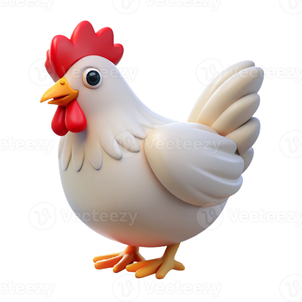 exquisite calm traditional Chicken, hen, white feathers with Transparent Background expertly shot png