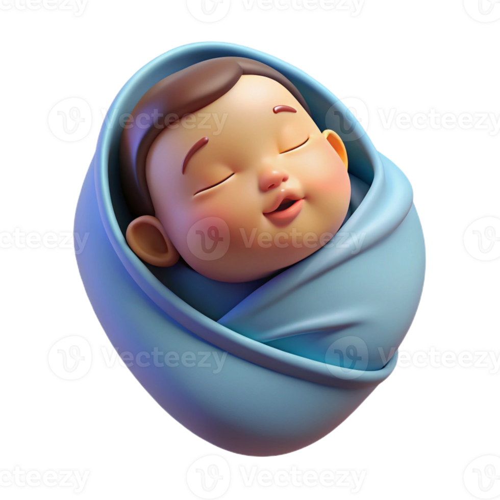 calm spectacular Sleeping newborn baby wrapped in a blanket with Transparent Background 8K png