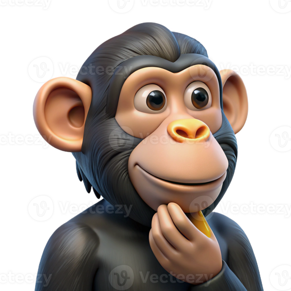 inspired gothic Chimpanzee, grooming, with Transparent Background sharp png