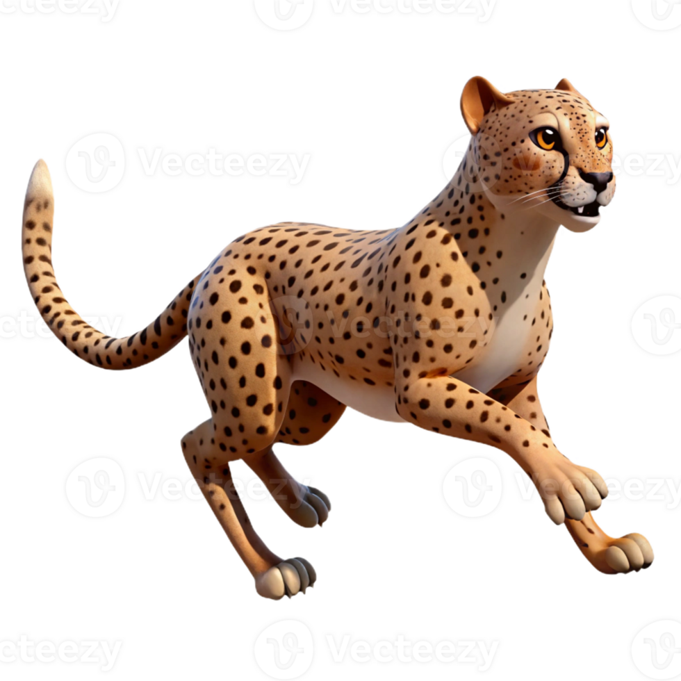 stunning minimalist Cheetah, running, full speed, with Transparent Background sharp png