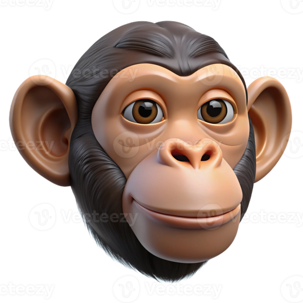 harmonious sumptuous Chimpanzee, grooming, detailed face with Transparent Background expertly shot png