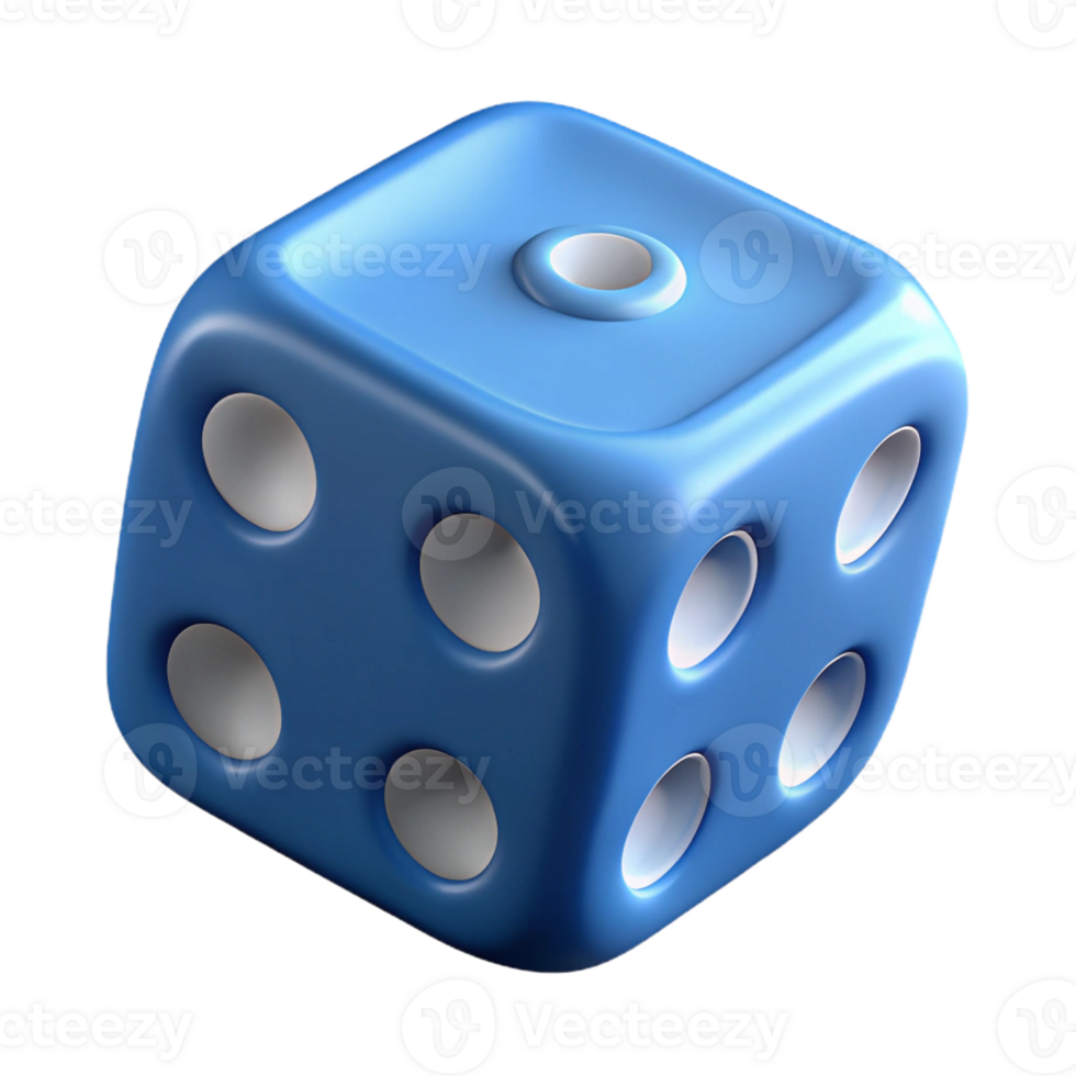 immaculate tropical Professional render of a single dice, showing the number five Isolated cutout with Transparent Background precision png