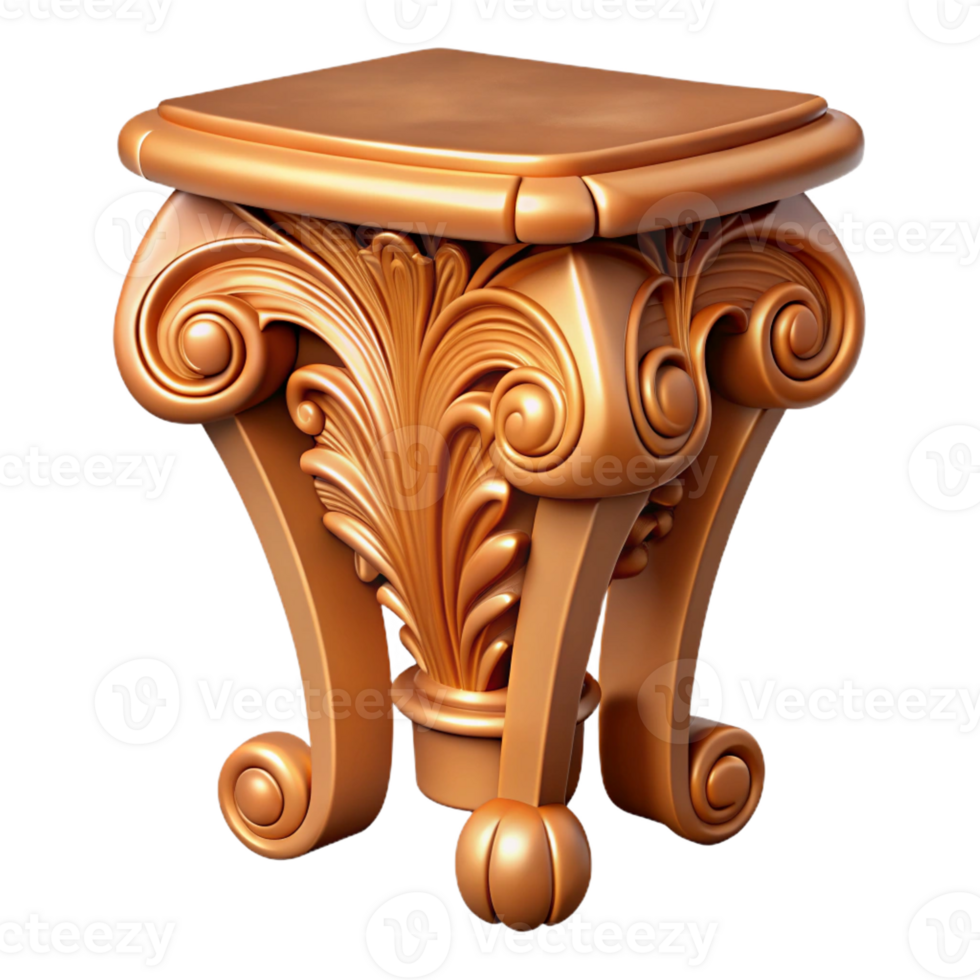 dramatic renaissance Ultra-detailed, hyper-specific, concept art style isolated cutout of an Art Nouveau furniture leg, carved wood, stylized floral motif, with Transparent Background ultra HD png