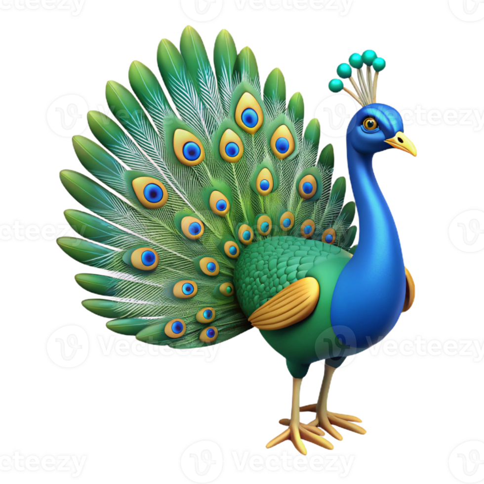 dazzling distinctive Peacock, male, tail feathers fully displayed with Transparent Background png