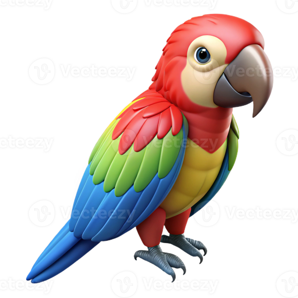 glorious retro Parrot, macaw, colorful feathers, with Transparent Background gallery standard png