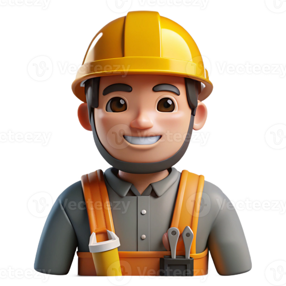 hypnotic victorian Construction worker in hardhat with tools with Transparent Background fine detail png
