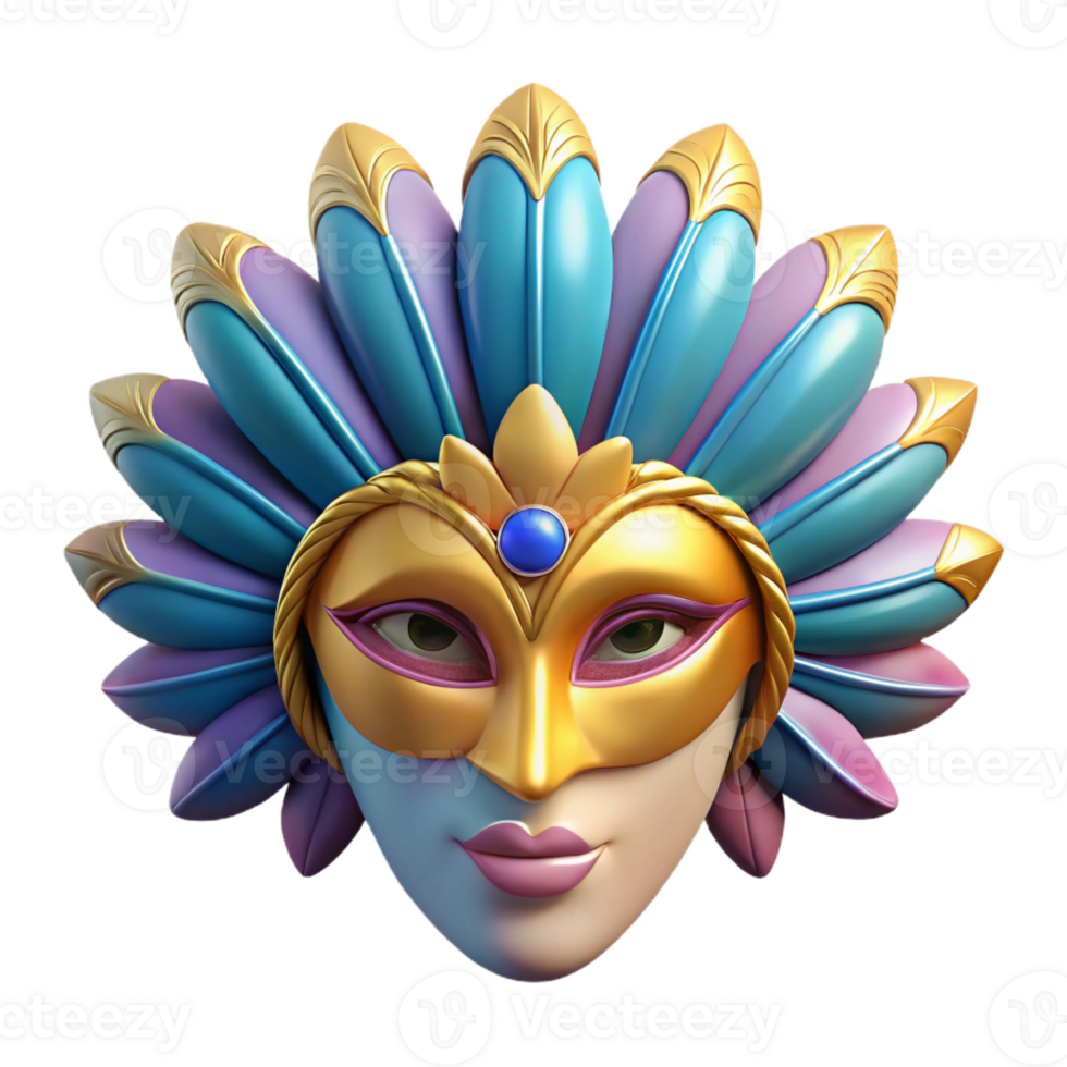harmonious impressive Hyper-specific, ultra-detailed, concept art style isolated cutout of an Art Nouveau mask, theatrical, feathered, jeweled, with Transparent Background top-tier png