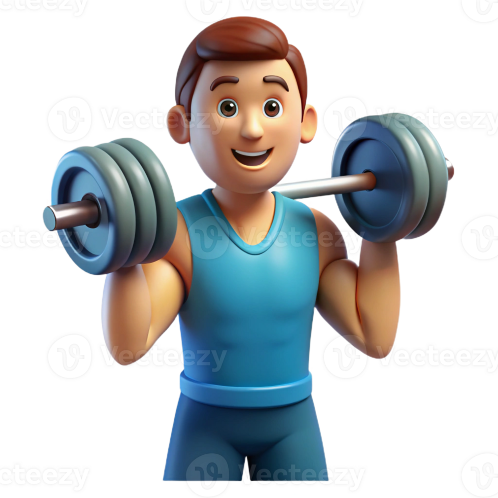 impressive modern Man lifting weights with determined expression with Transparent Background detailed png