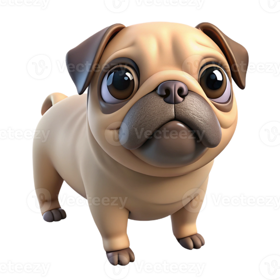hypnotic calm art deco Pug, wrinkled face, curious expression, with Transparent Background detailed png