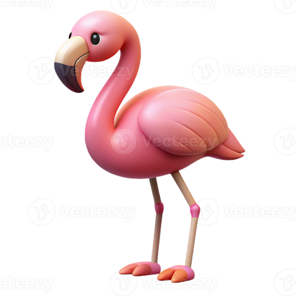 melancholic hypnotic Flamingo, pink, standing on one leg, with Transparent Background crisp png