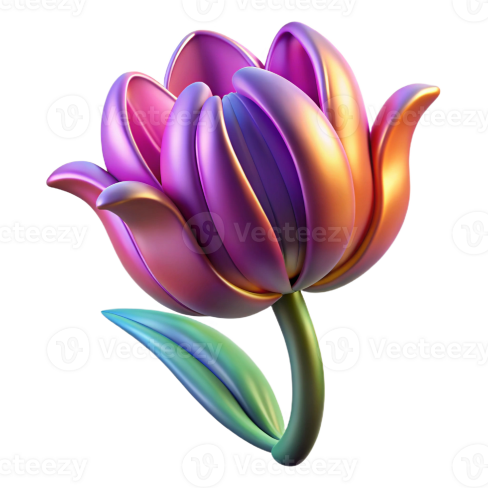 impressive coveted Hyper-specific ultra-detailed concept art style isolated cutout of an Art Nouveau stylized tulip, elongated, flowing lines, vibrant colors, with Transparent Background png