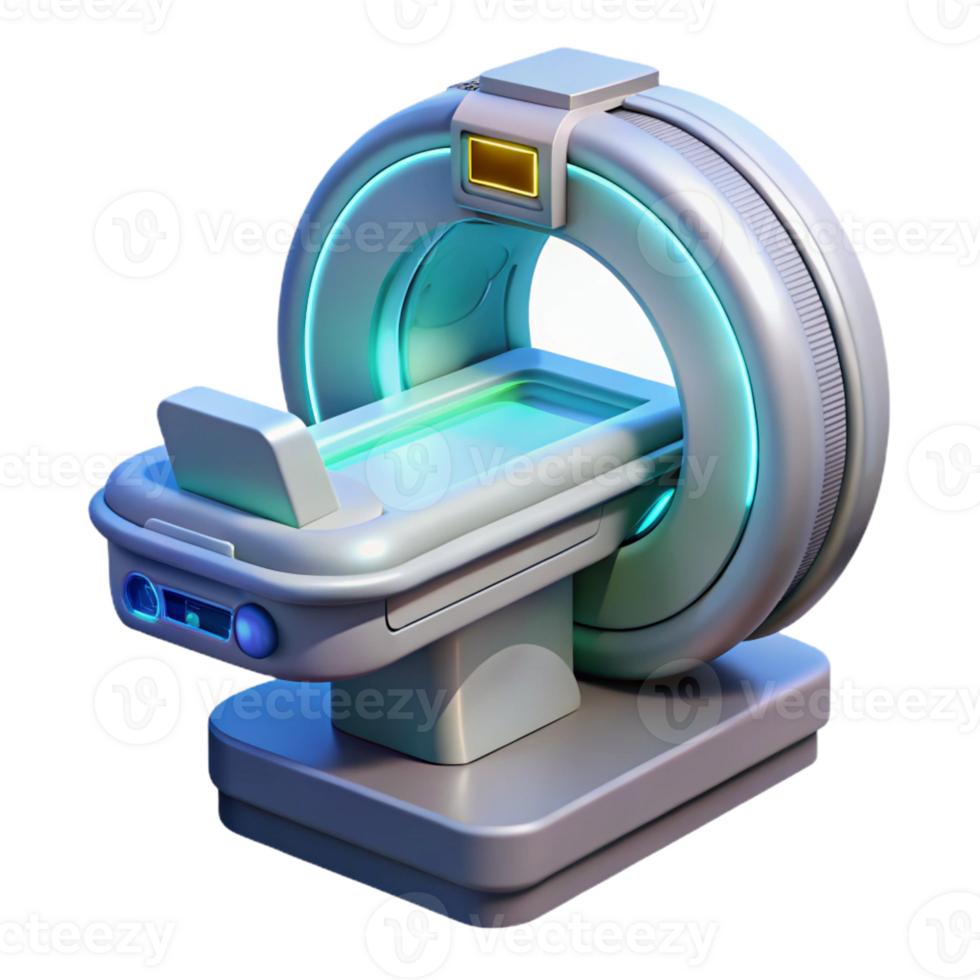 hypnotic contemporary Advanced medical scanner device with holographic display interface with Transparent Background handcrafted png