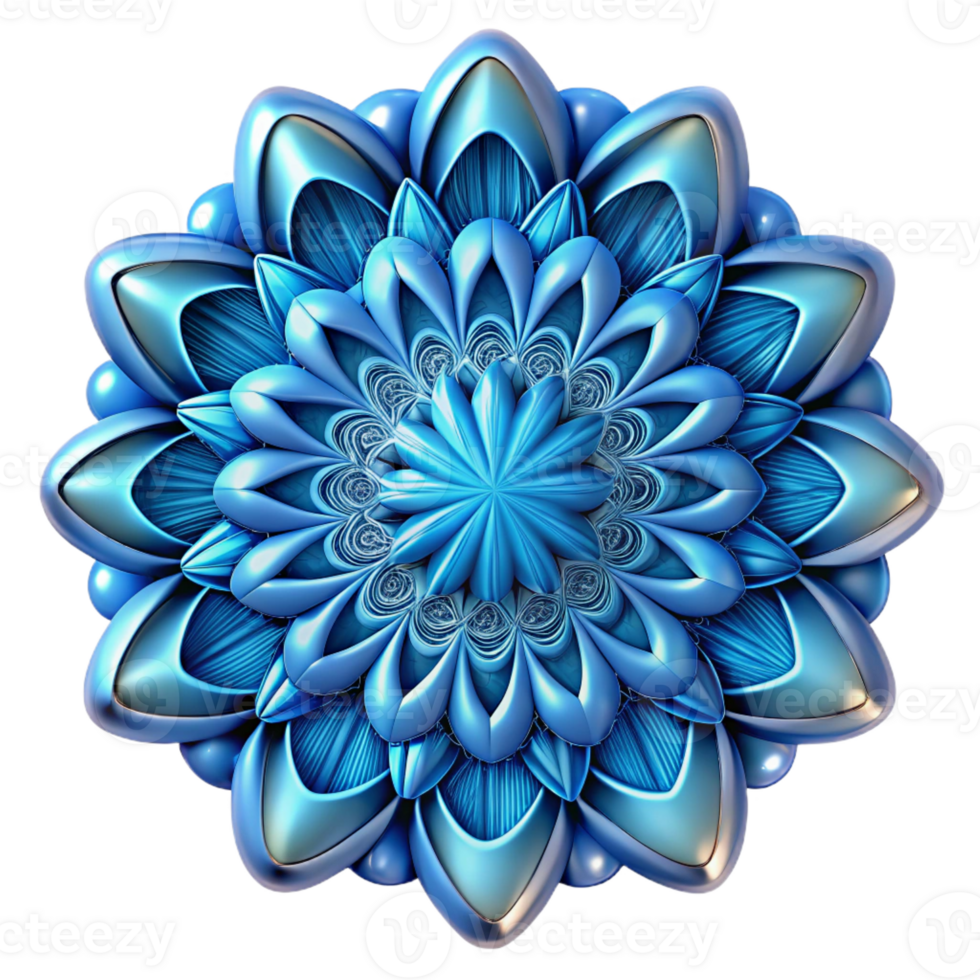 hypnotic unforgettable An intricate fractal pattern in shades of blue, with Transparent Background png