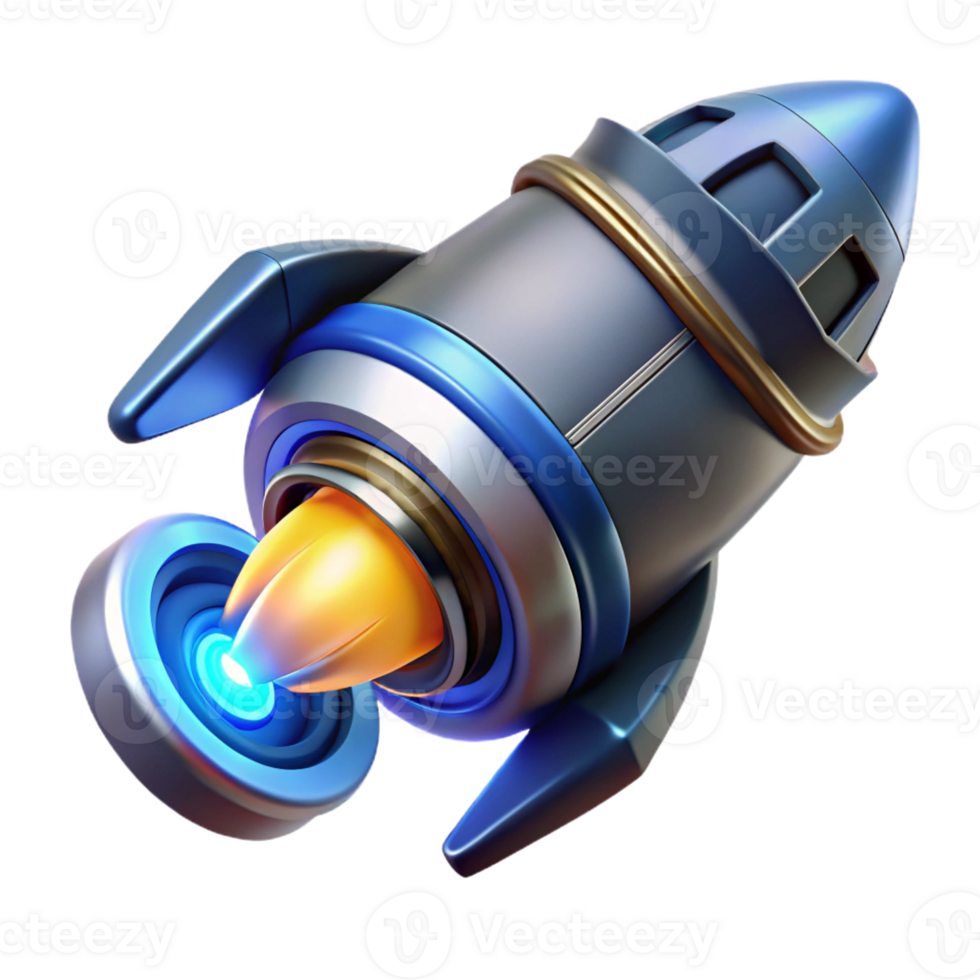 rare artistic Highly detailed spaceship engine nozzle with glowing blue energy core with Transparent Background flawless png