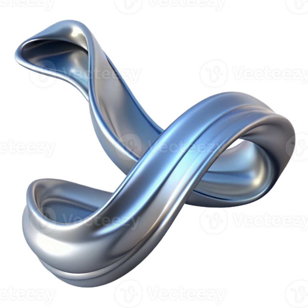 majestic minimalist A flowing ribbon of liquid metal, with Transparent Background handcrafted png