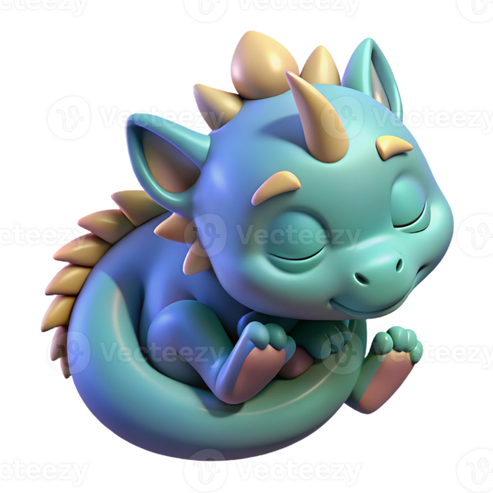 impressive exemplary A cute baby dragon curled up asleep with Transparent Background png