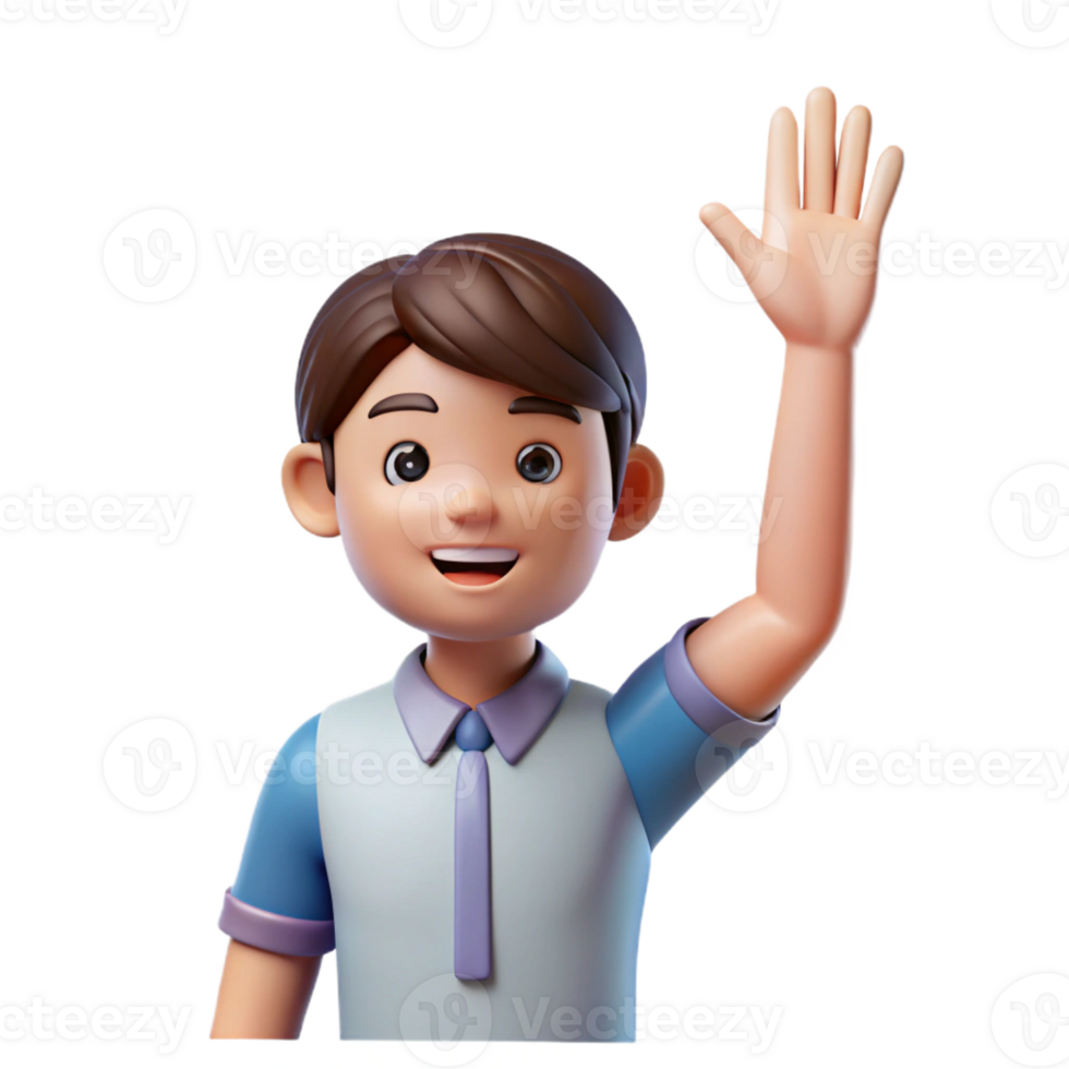 intense majestic Student raising hand with a question with Transparent Background sharp png