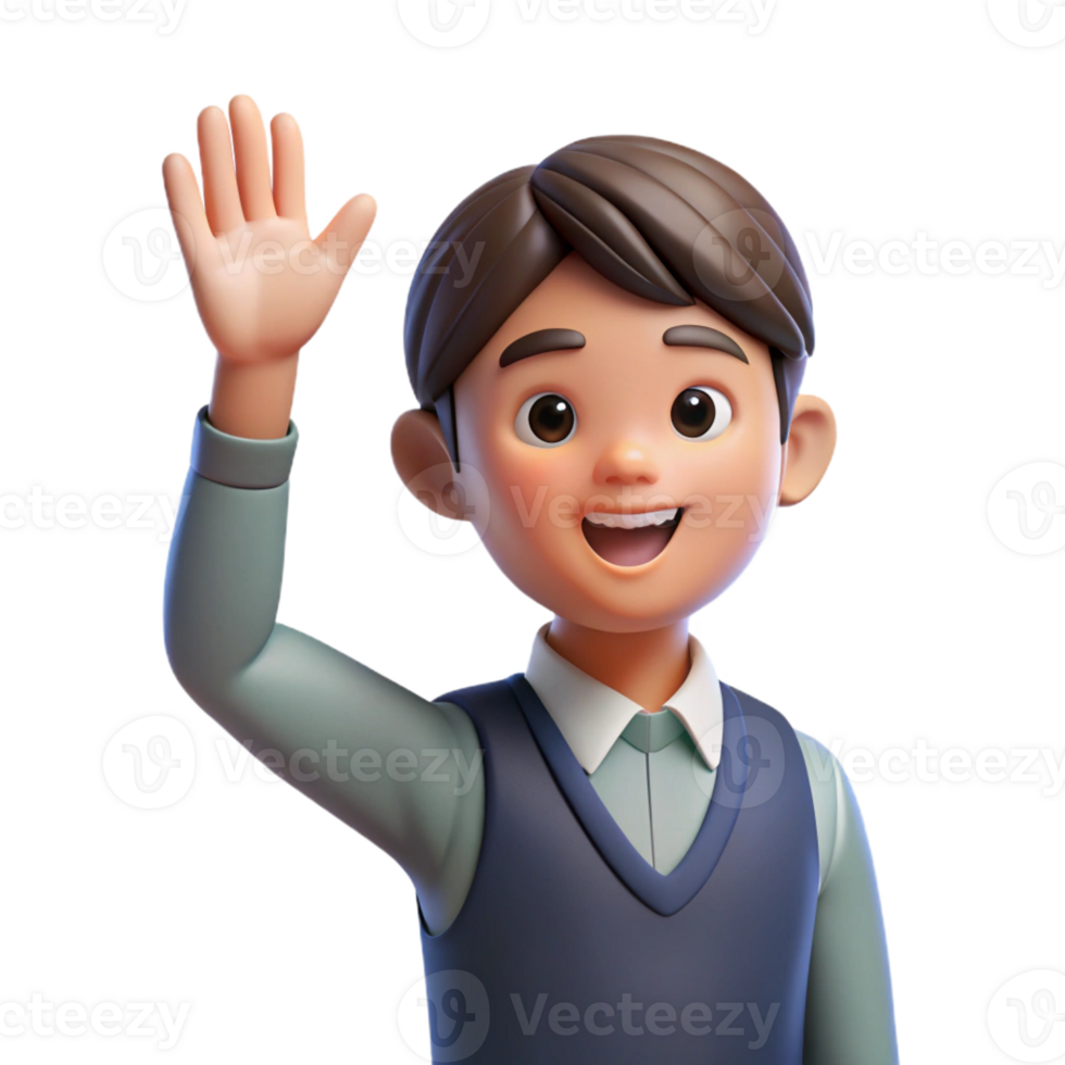 hypnotic memorable Student raising hand with a question with Transparent Background png