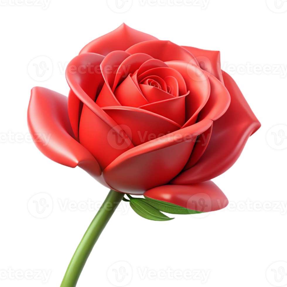 dramatic romantic mid-century A single, perfect red rose with thorns with Transparent Background refined png