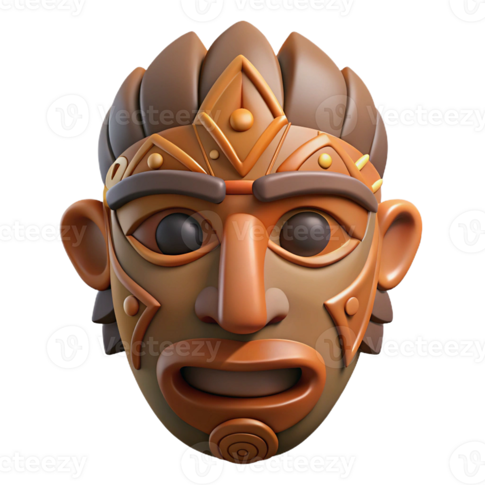inspired elegant A stylized tribal mask with intricate carvings with Transparent Background original png
