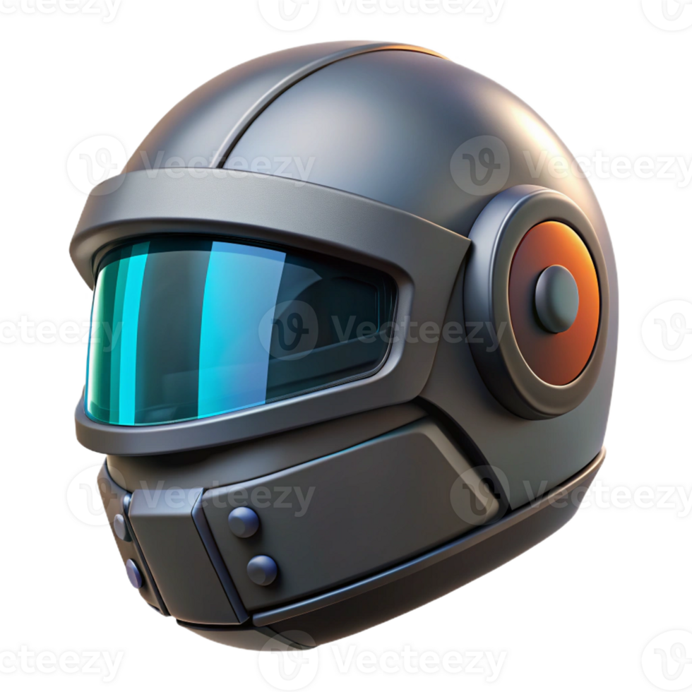 sumptuous rare Cyberpunk motorcycle helmet with integrated HUD display with Transparent Background png