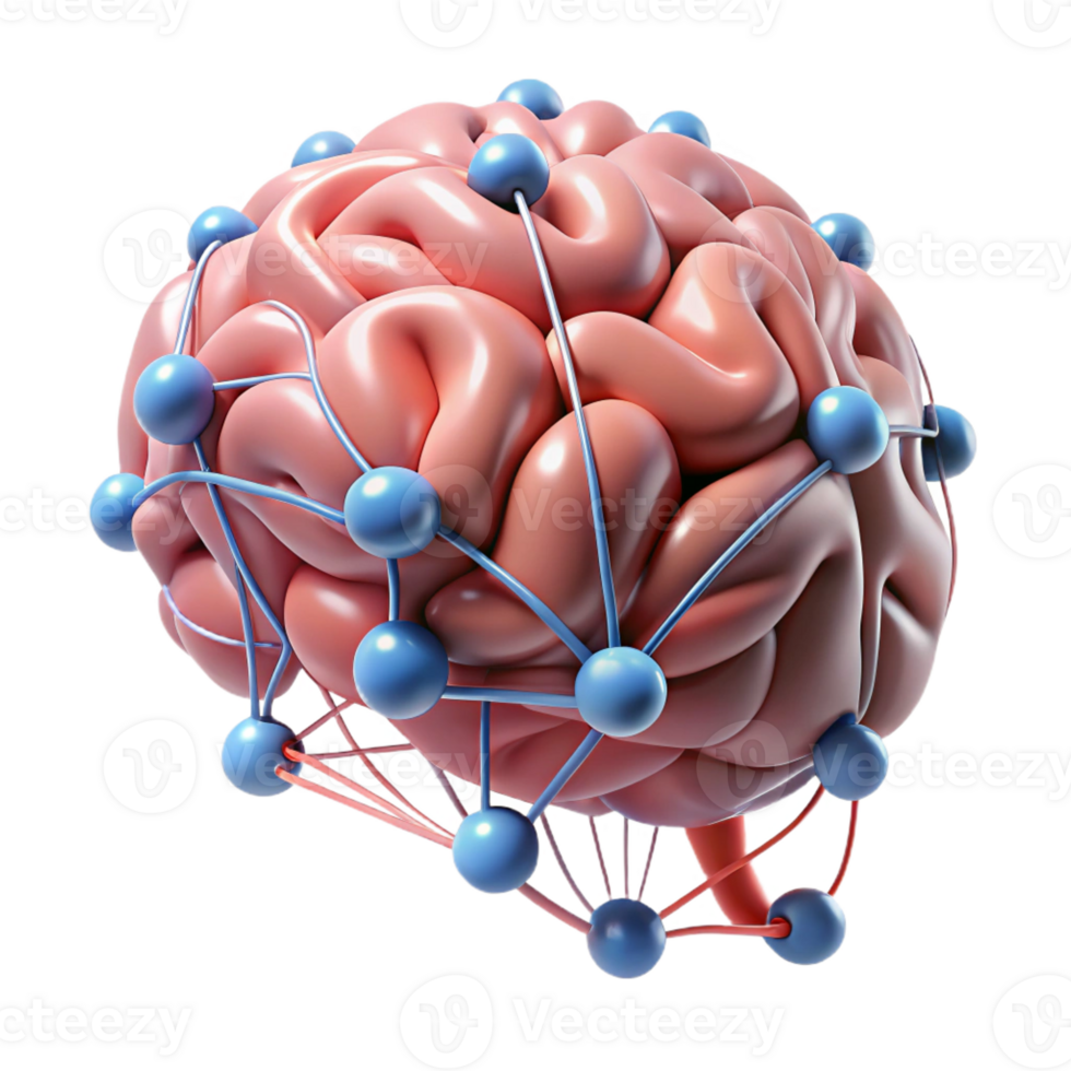 magnificent quintessential A stylized, abstract human brain with interconnected neural pathways, with Transparent Background png
