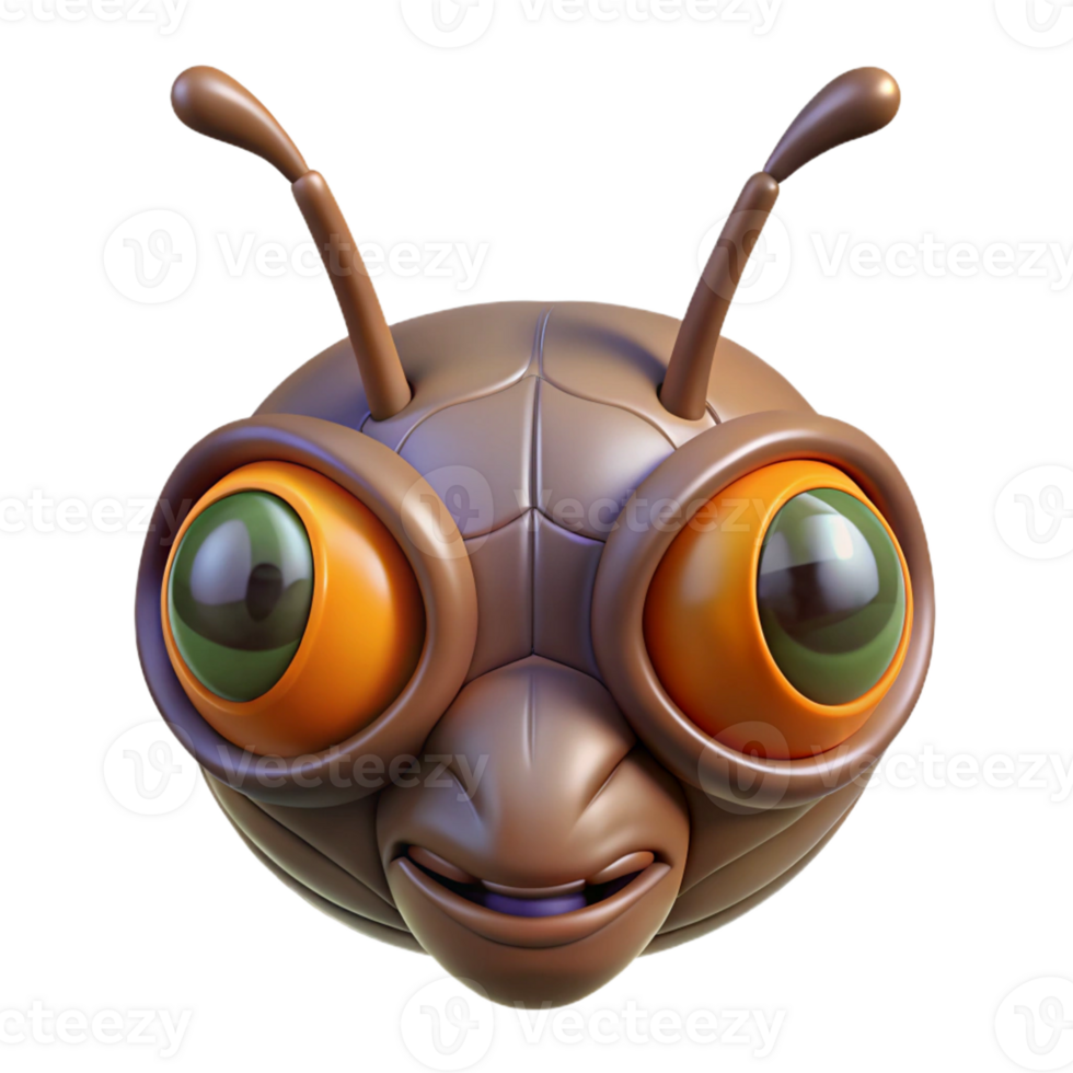 immaculate geometric Alien insect head with multifaceted eyes and mandibles with Transparent Background flawless png