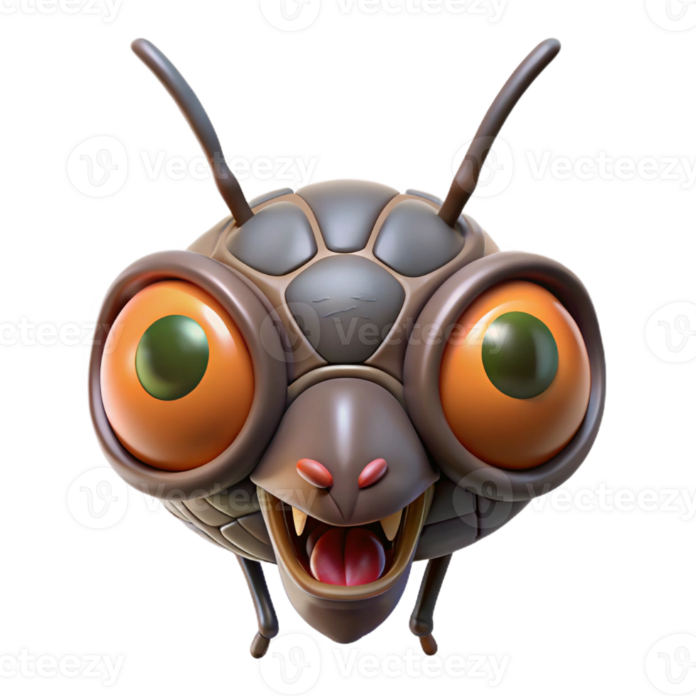 harmonious fascinating Alien insect head with multifaceted eyes and mandibles with Transparent Background top-tier png