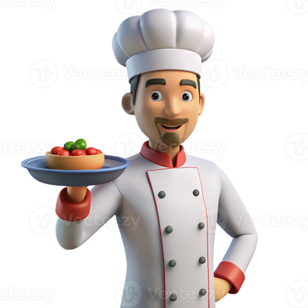 majestic calm avant-garde Chef holding a plate of food with Transparent Background authentic png