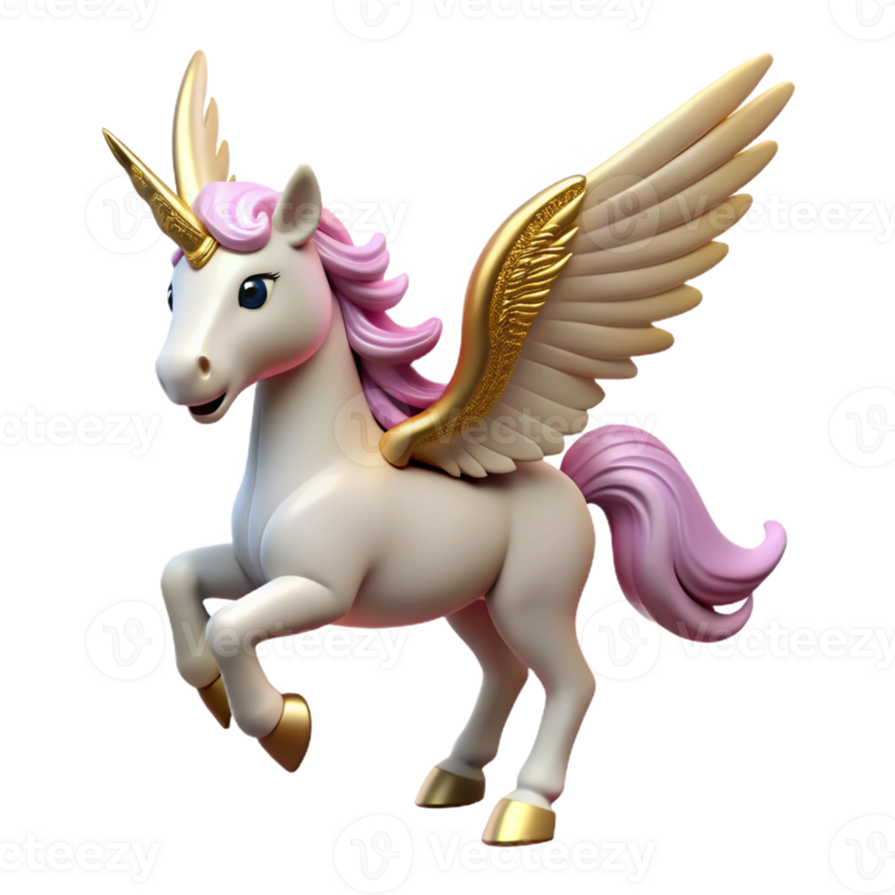 gorgeous quintessential A winged unicorn with a golden horn with Transparent Background png