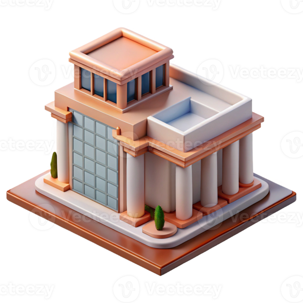 majestic tranquil nordic Architectural model miniature building, with Transparent Background museum quality png