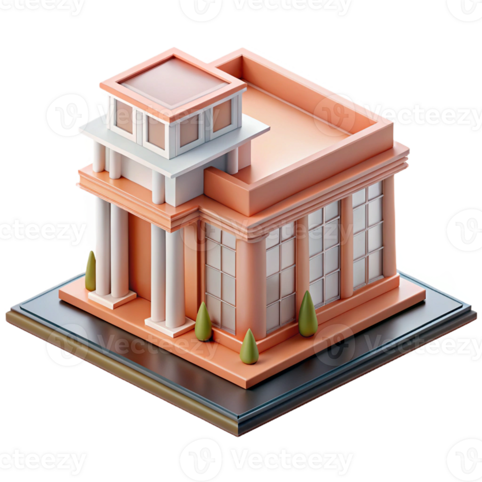 serene peaceful bohemian Architectural model miniature building, with Transparent Background original png