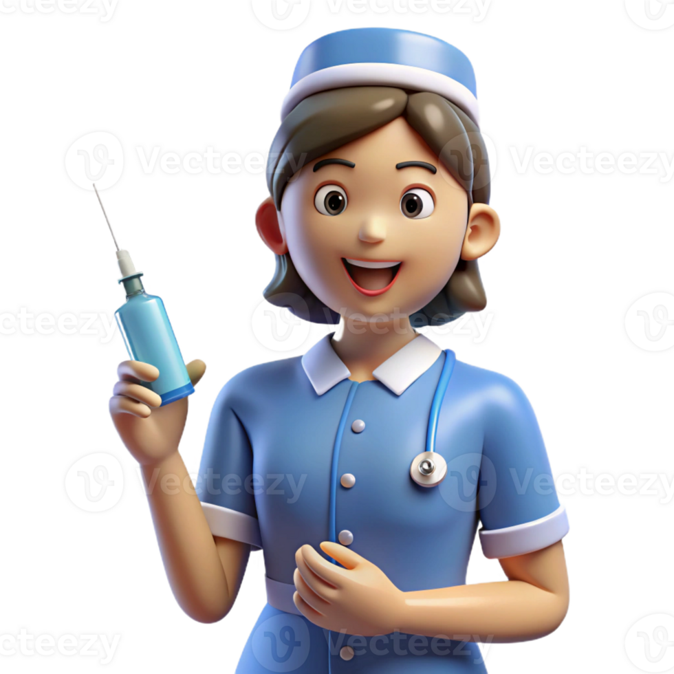 distinctive futuristic Nurse administering a shot with Transparent Background ultra HD png