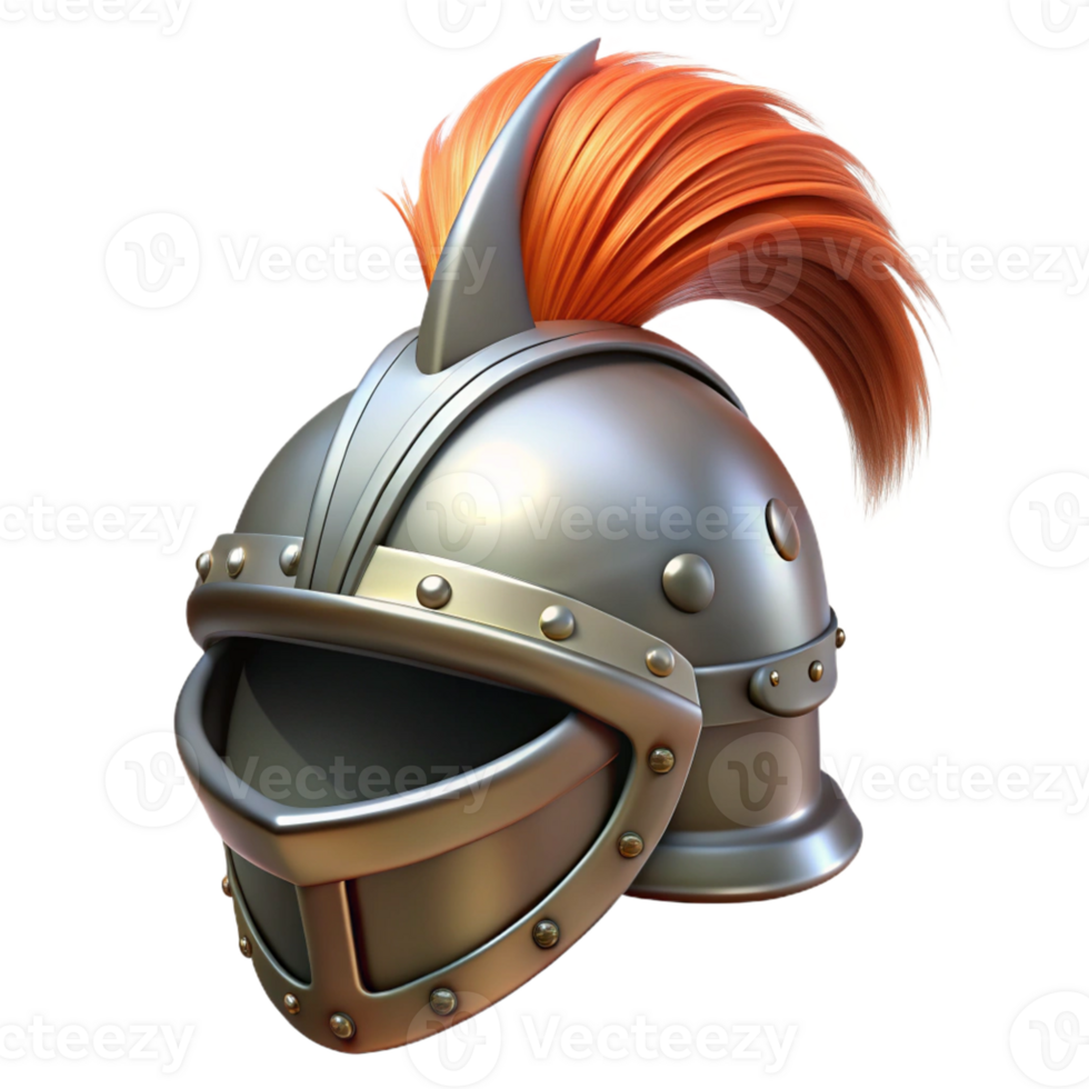 majestic urban A knight's helmet with a plume with Transparent Background perfect clarity png